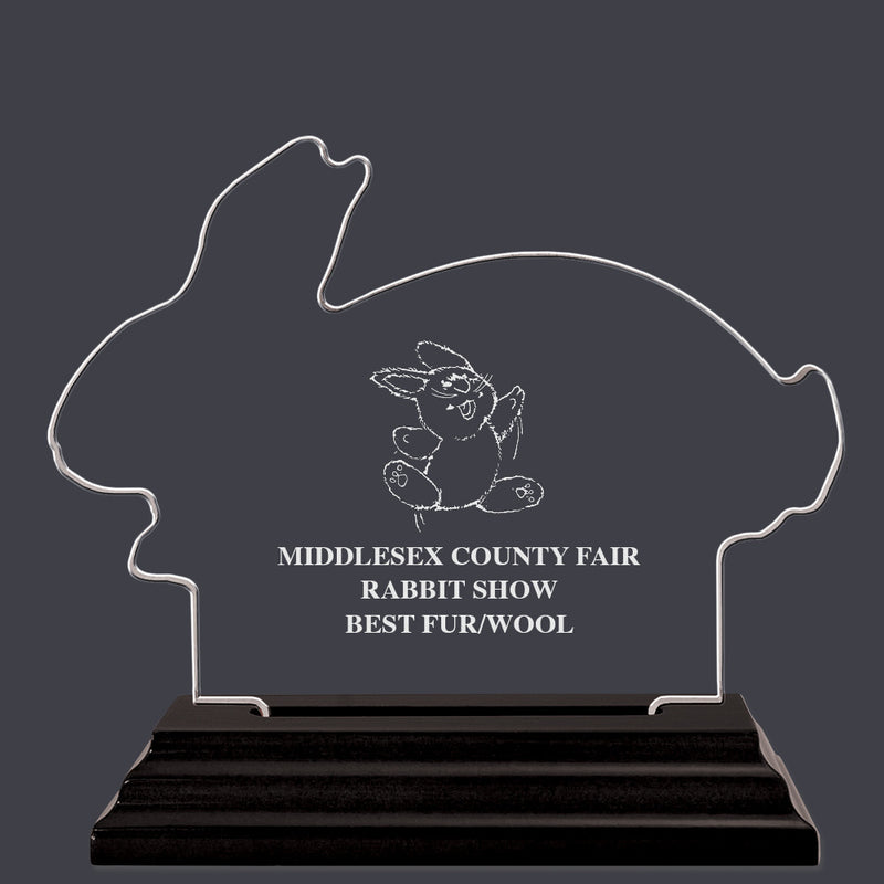 Engraved Rabbit Shaped Acrylic Award Trophy w/ Black Base