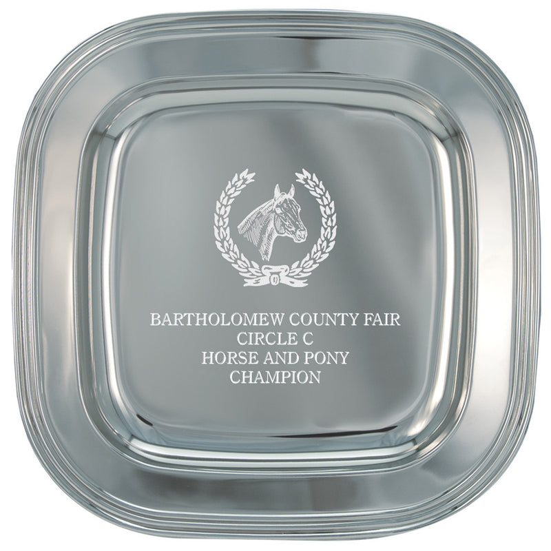 8" Silver Square Award Tray