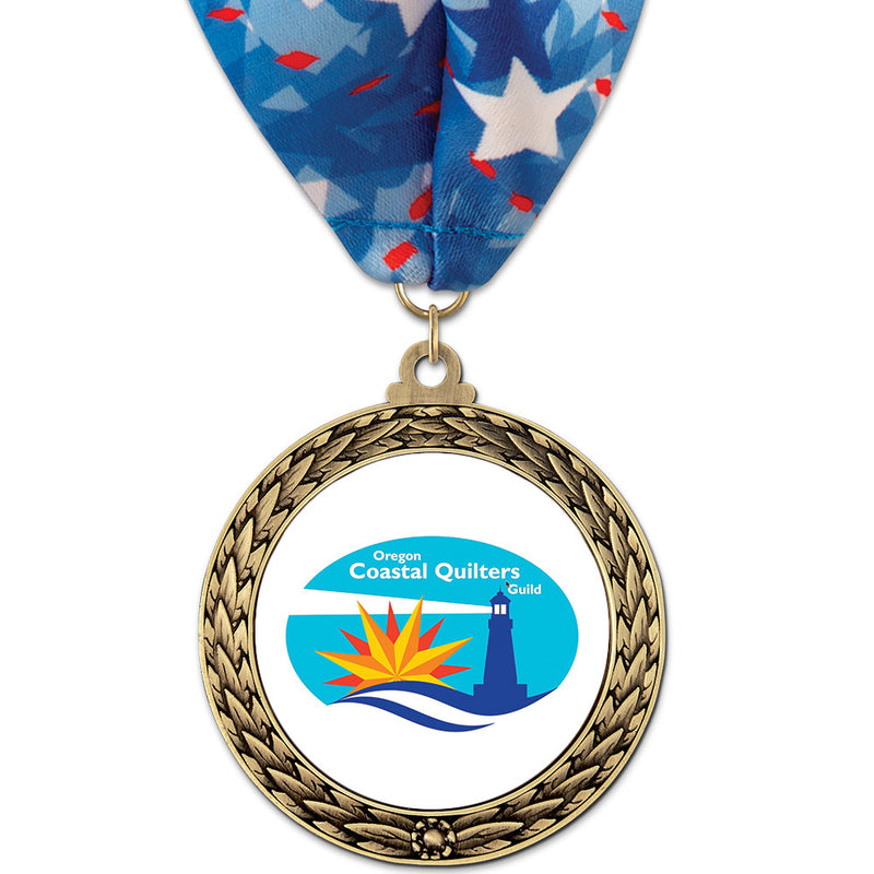 2-5/8" Custom GFL Award Medal With Millennium Neck Ribbon