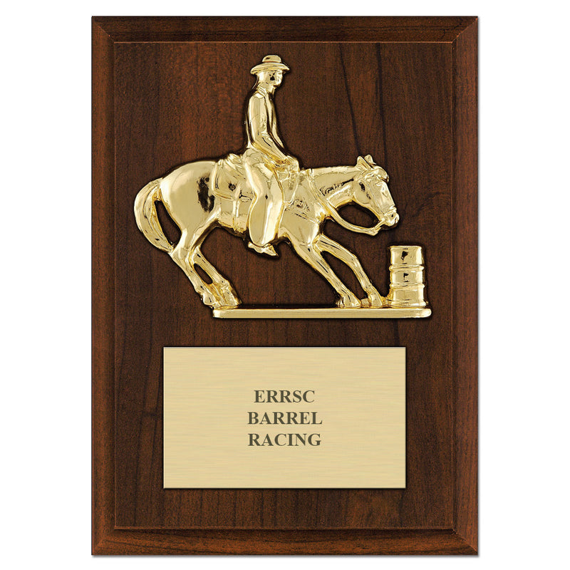 5" x 7" Custom Cherry Equestrian Plaque With Engraved Plate