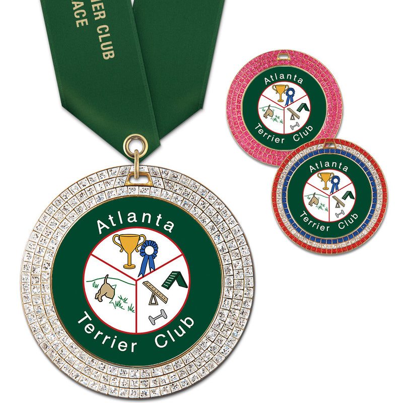 2-3/4" Custom GEM Award Medal With Satin Neck Ribbon