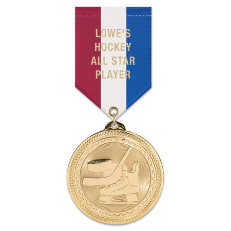 2" Custom BL Award Medal With Specialty Satin Drape Ribbon