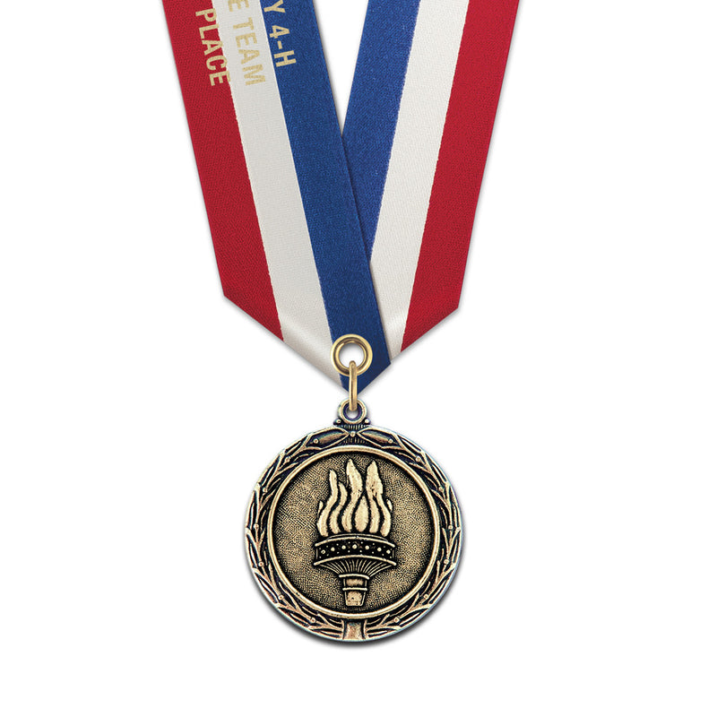 1-1/2" Custom MX Award Medal With Specialty Satin Neck Ribbon