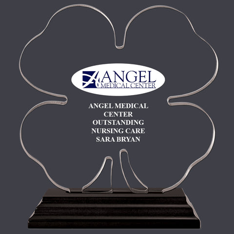 Clover Shaped Acrylic Award Trophy w/ Black Base