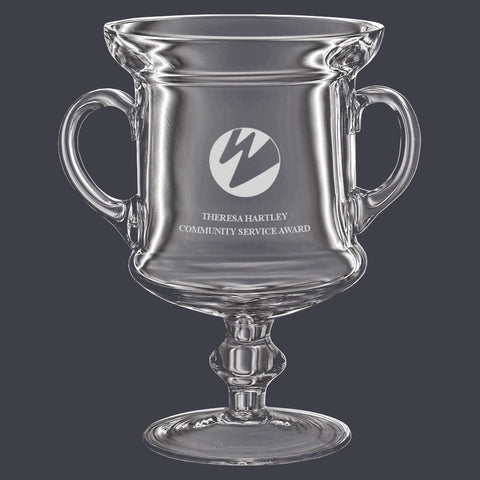 7" Glass Award Trophy With Handles