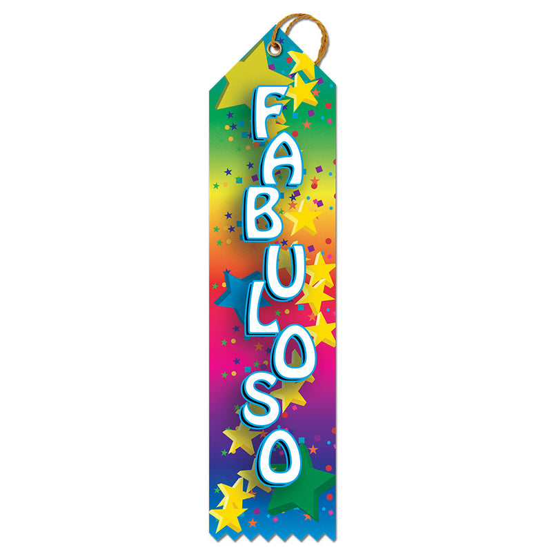 2" X 8" Stock Multicolor Point Top Fabuloso Award Ribbon