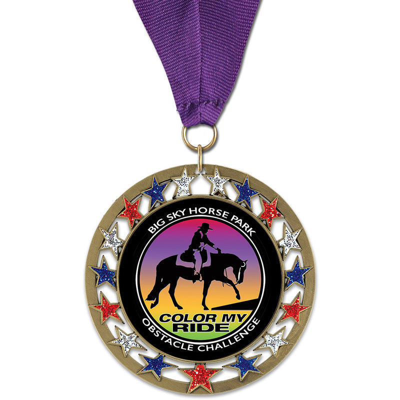 2-3/4" Custom RSG Award Medal With Grosgrain Neck Ribbon