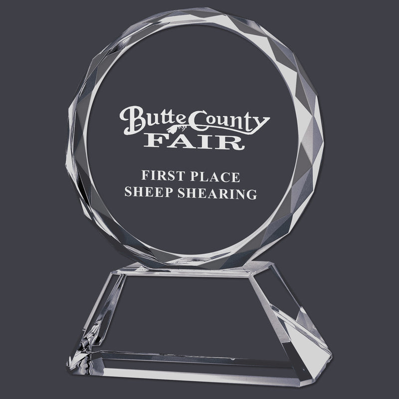 3-1/2" x 4-1/2" Custom Engraved Round Optical Crystal Award