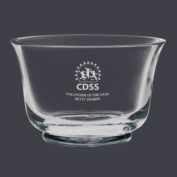 7-1/2" Custom Engraved Glass Revere Bowl Trophy