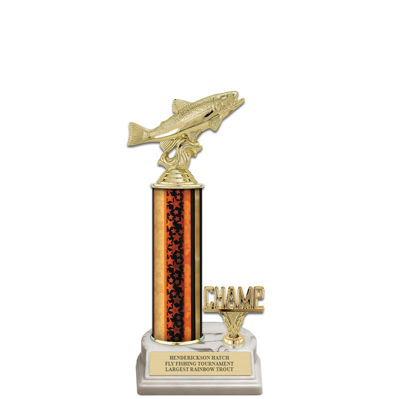 12" White Base Award Trophy With Trim