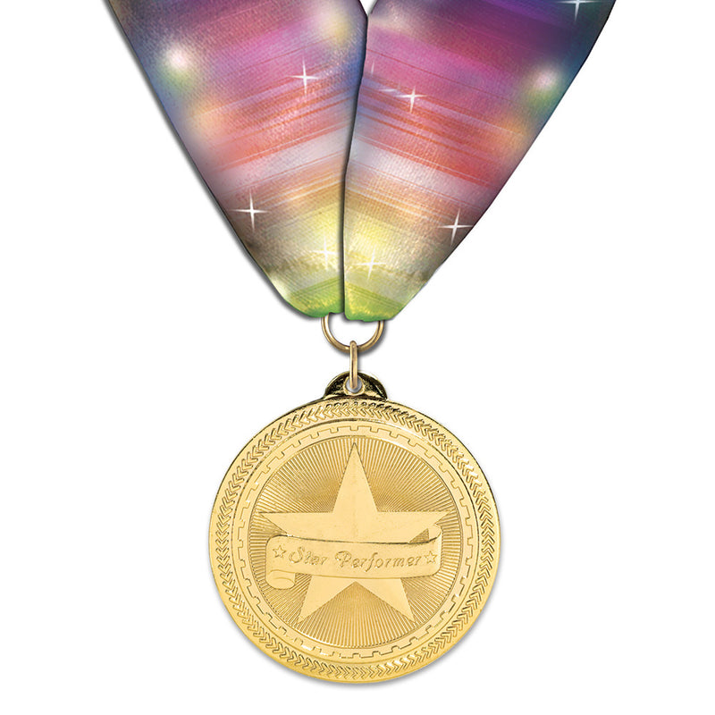 2" Custom BL Award Medal With Millennium Neck Ribbon