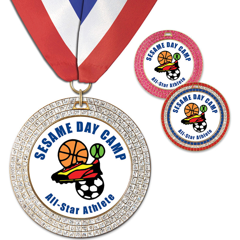 2-3/4”Custom GEM Award Medal With Millennium Neck Ribbon