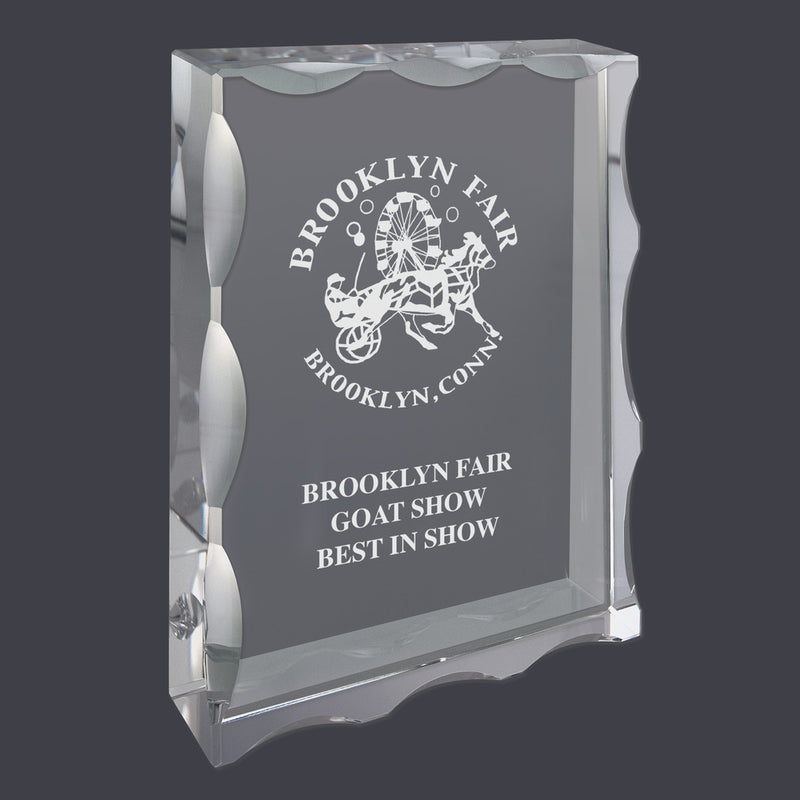 5" X 7" Custom Engraved Rectangular Optical Crystal Award