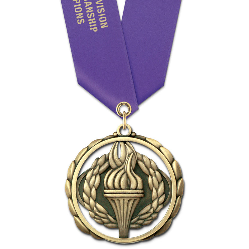 2-3/8" Custom ES Award Medal With Satin Neck Ribbon