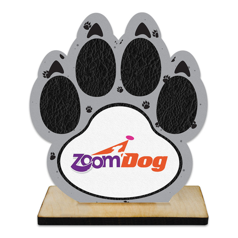 5" Paw Print Shape Birchwood Award Trophy With Natural Birchwood Base