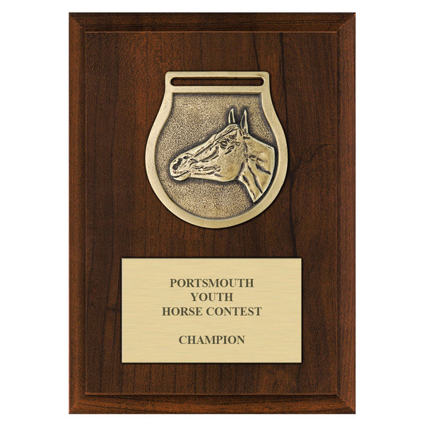 5" x 7"  VX Victory Medal Award Plaque - Cherry Finish