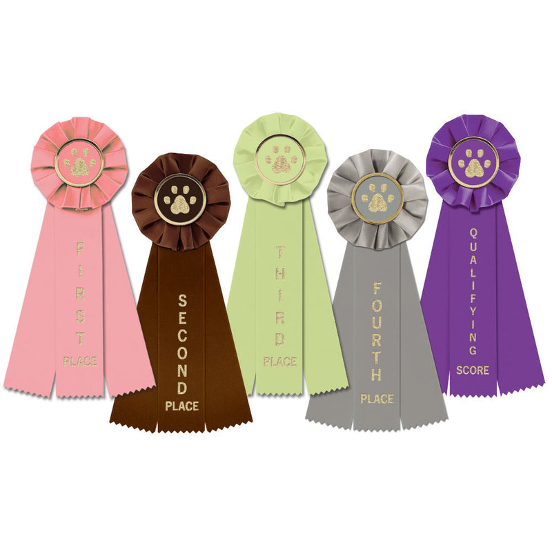 Stock Paw Print Rosette Award Ribbon