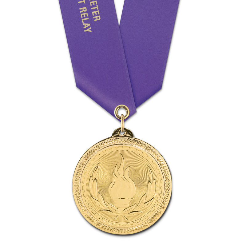 2" Custom BL Award Medal With Satin Neck Ribbon