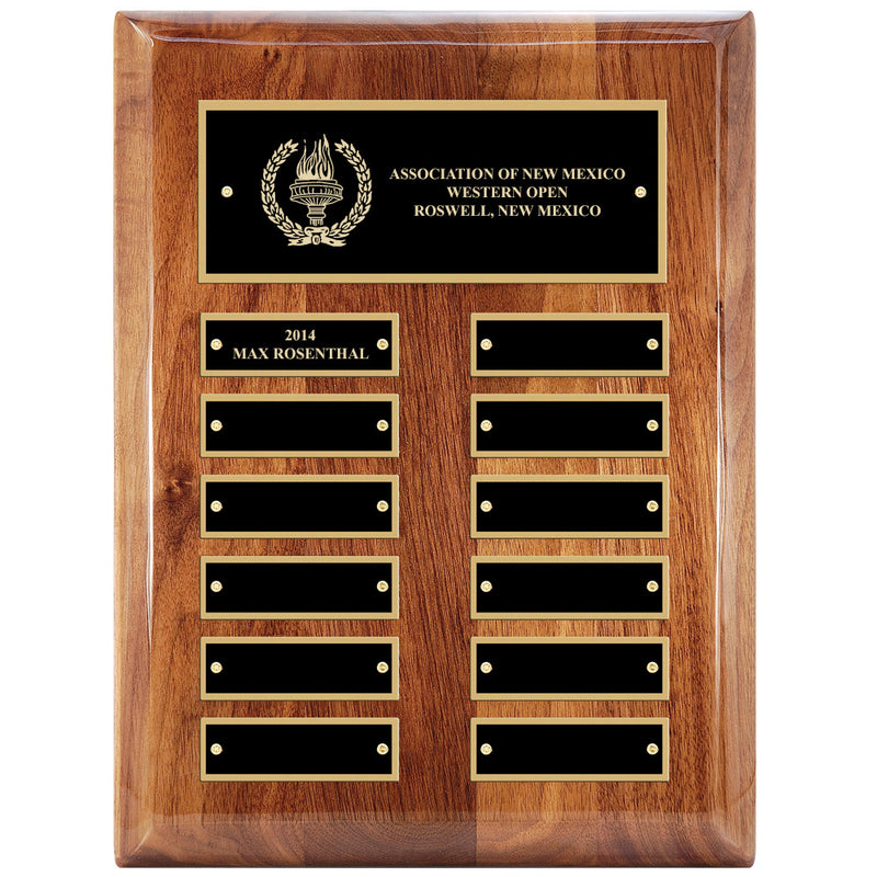 9" x 12" Custom Walnut Perpetual Plaque