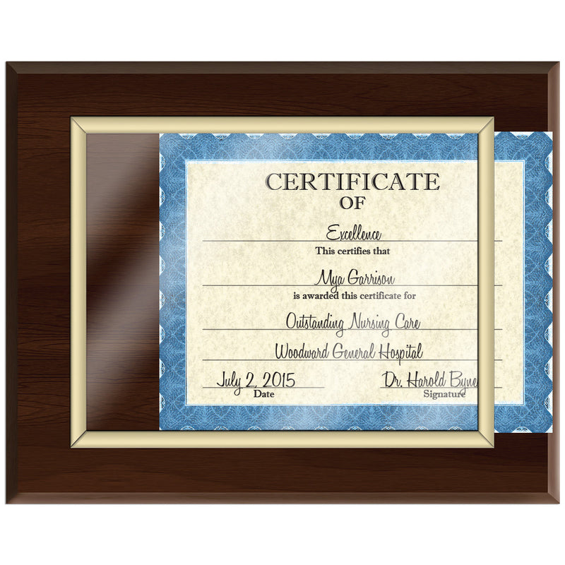 15" x 12" Custom Cherry Certificate Plaque