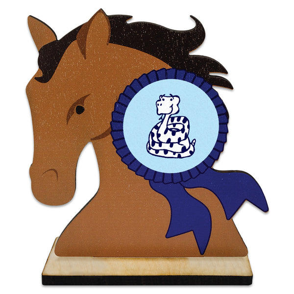 5" Horse Head Shape Birchwood Award Trophy With Natural Birchwood Base