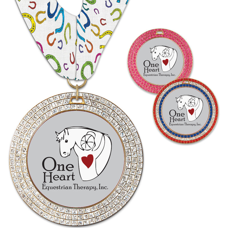 2-3/4”Custom GEM Award Medal With Millennium Neck Ribbon