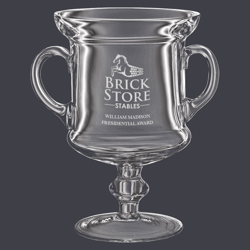 10" Glass Award Trophy With Handles