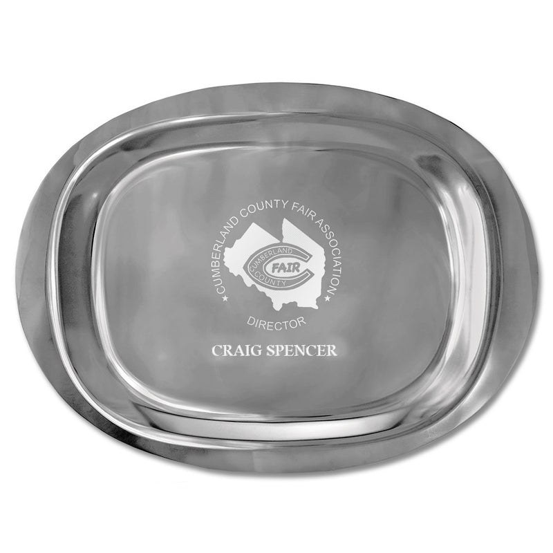 18" x 13" Oval Plain Edge Award Tray