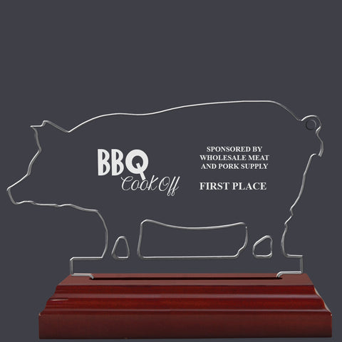 Engraved Hog Shaped Acrylic Award Trophy