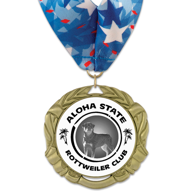 2-3/4”  Custom XBX Award Medal w/ Millennium Neck Ribbon