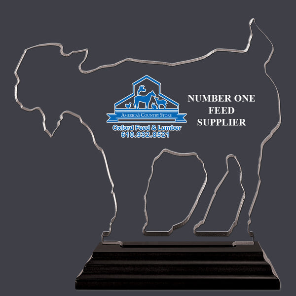 Goat Shaped Acrylic Award Trophy w/ Black Base