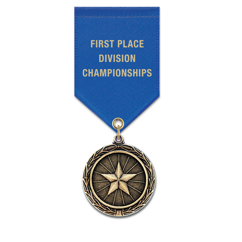 2-1/4" Custom LX Award Medal With Satin Drape Ribbon