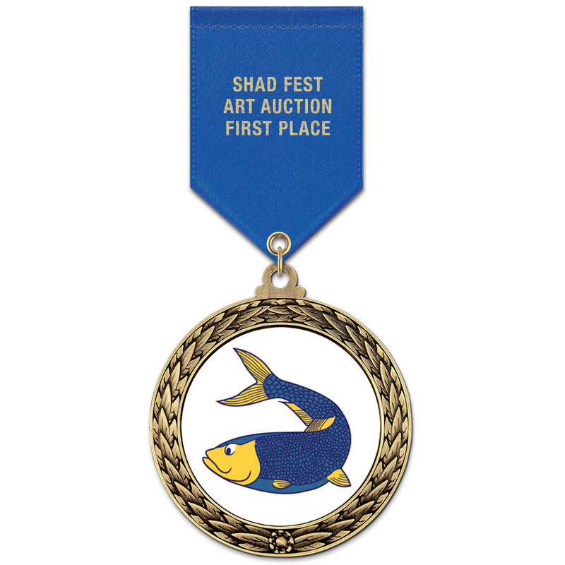 2-5/8"  Custom GFL Award Medal w/ Satin Drape