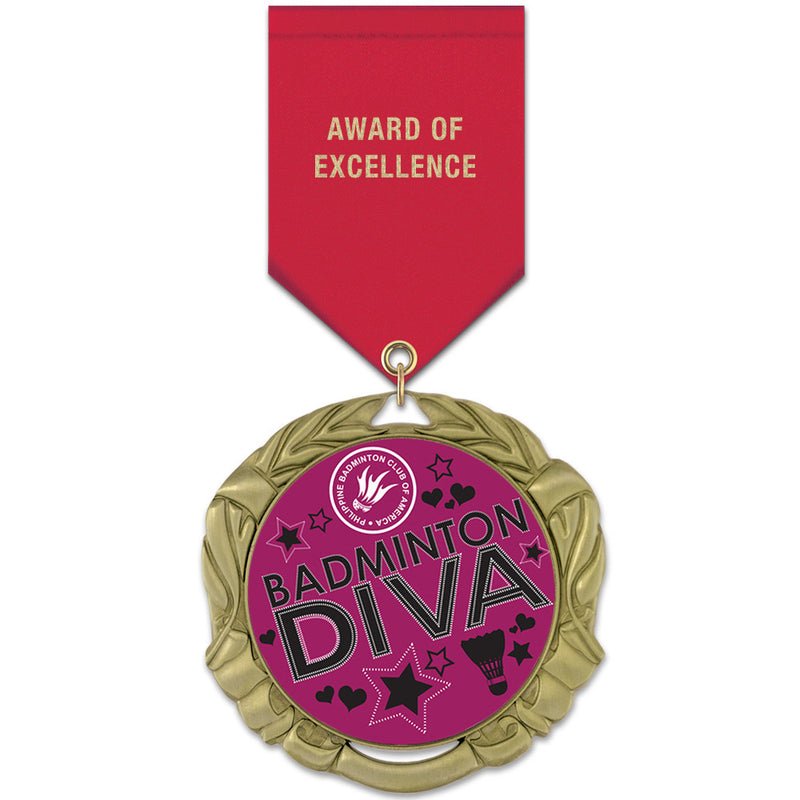 2-3/4"  Custom XBX Award Medal w/ Satin Drape Ribbon