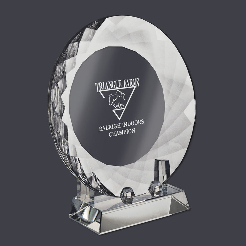 7" Custom Engraved Optical Crystal Plate With Stand