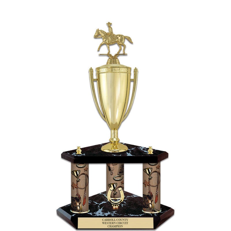 20" Black Finished Award Trophy With Loving Cup And Trim