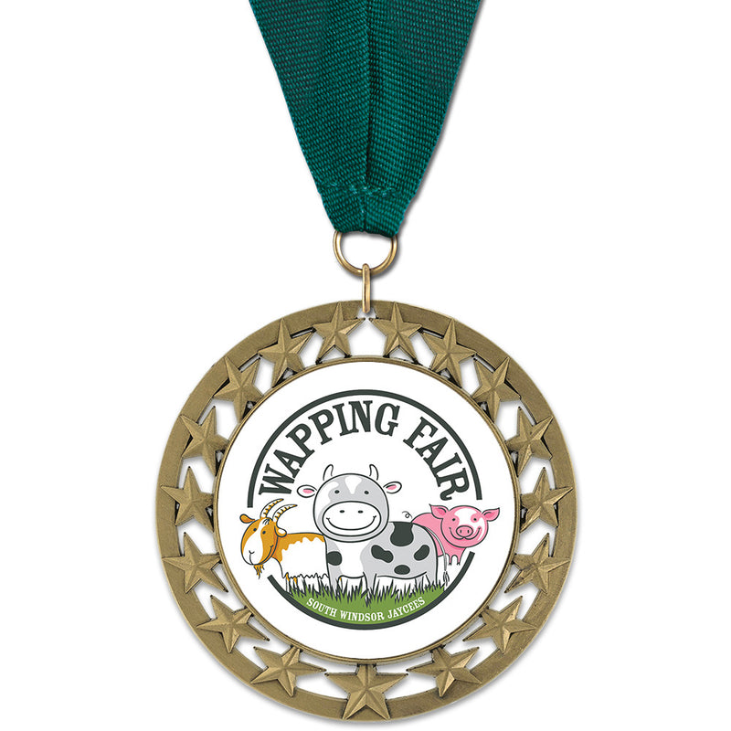 2-3/4" Custom RS14 Award Medal With Grosgrain Neck Ribbon