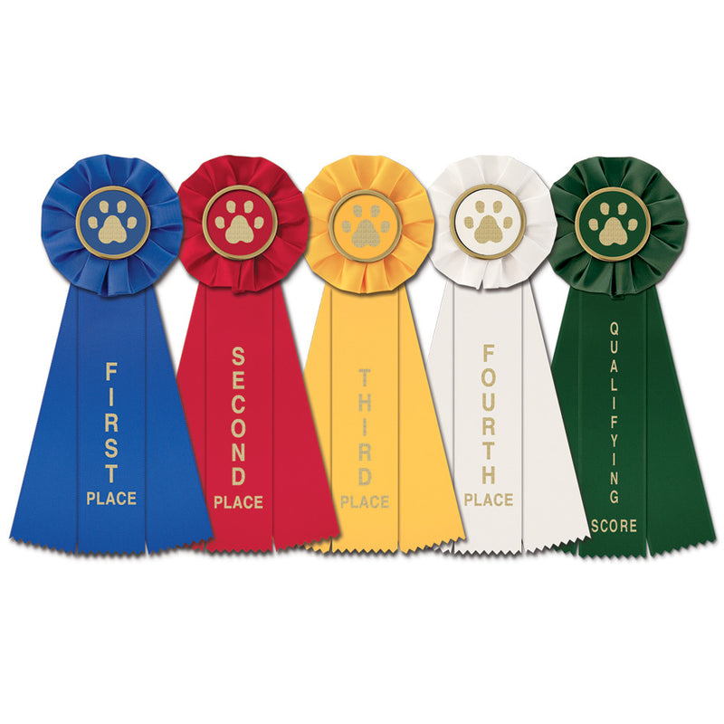 Stock Paw Print Rosette Award Ribbon