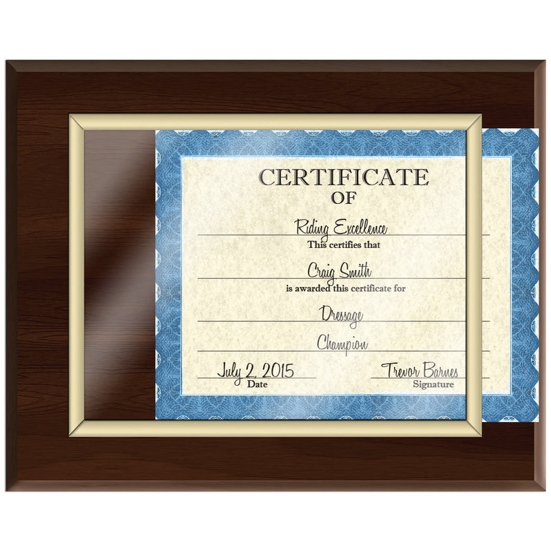 15" x 12" Custom Cherry Certificate Plaque