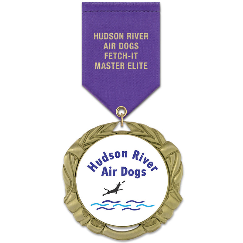 2-3/4"  Custom XBX Award Medal w/ Satin Drape Ribbon