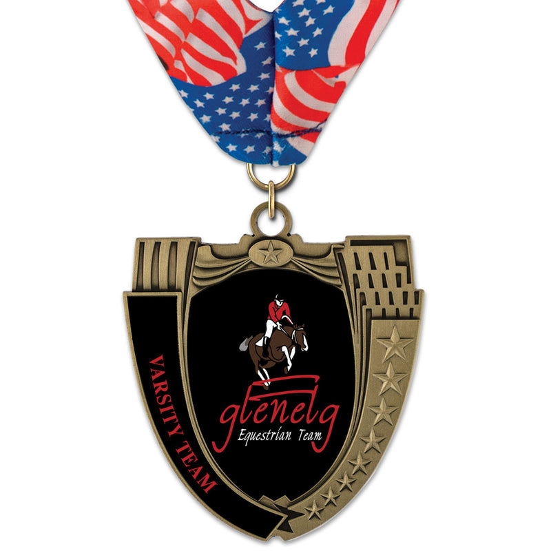 2-3/4"  Custom MS14 Mega Shield Award Medal w/ Millennium Neck Ribbon