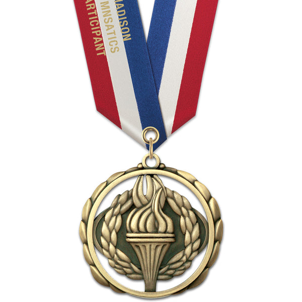 2-3/8"  ES Award Medal w/ Specialty Satin Neck Ribbon