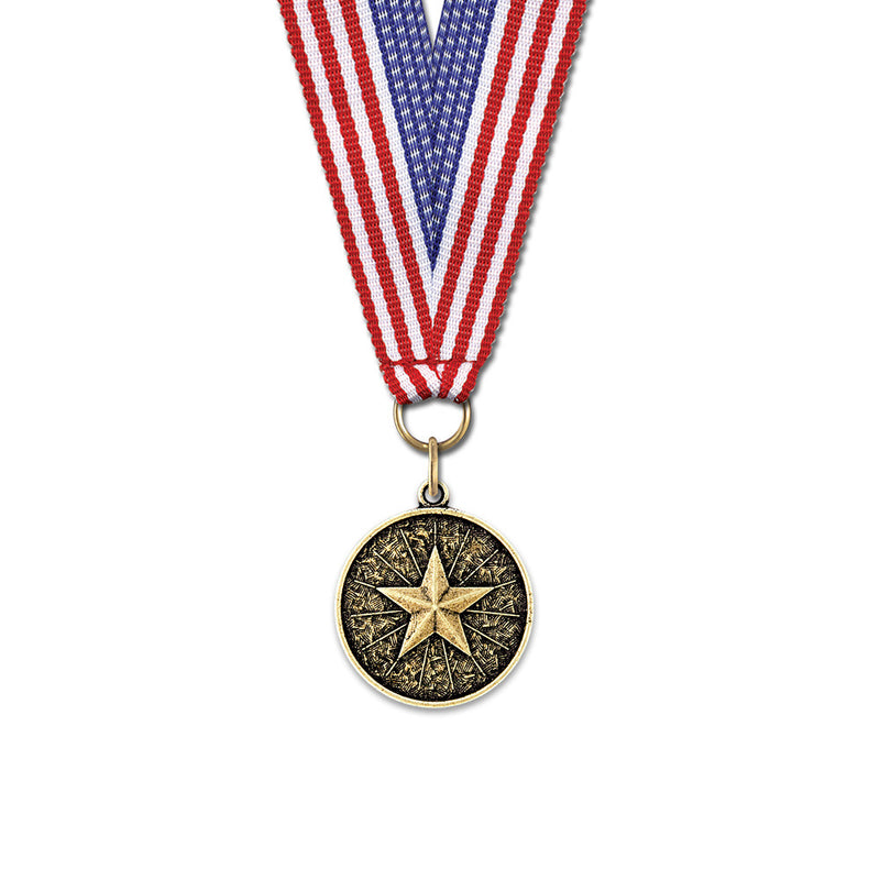 1-1/8" Custom CX Award Medal With Grosgrain Neck Ribbon