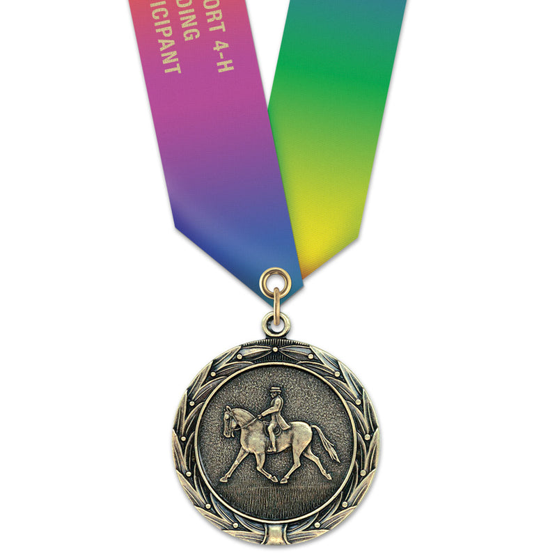 1-3/4" Custom HBX Award Medal With Specialty Satin Neck Ribbon