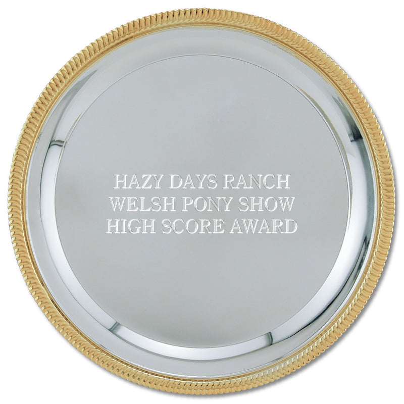 8" Round Award Tray With Gold Border