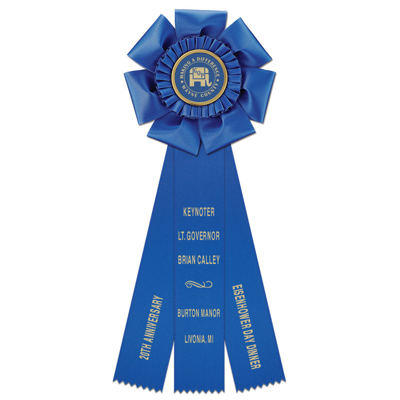 Peerless 3 Rosette Award Ribbon With 3 Streamer Printing