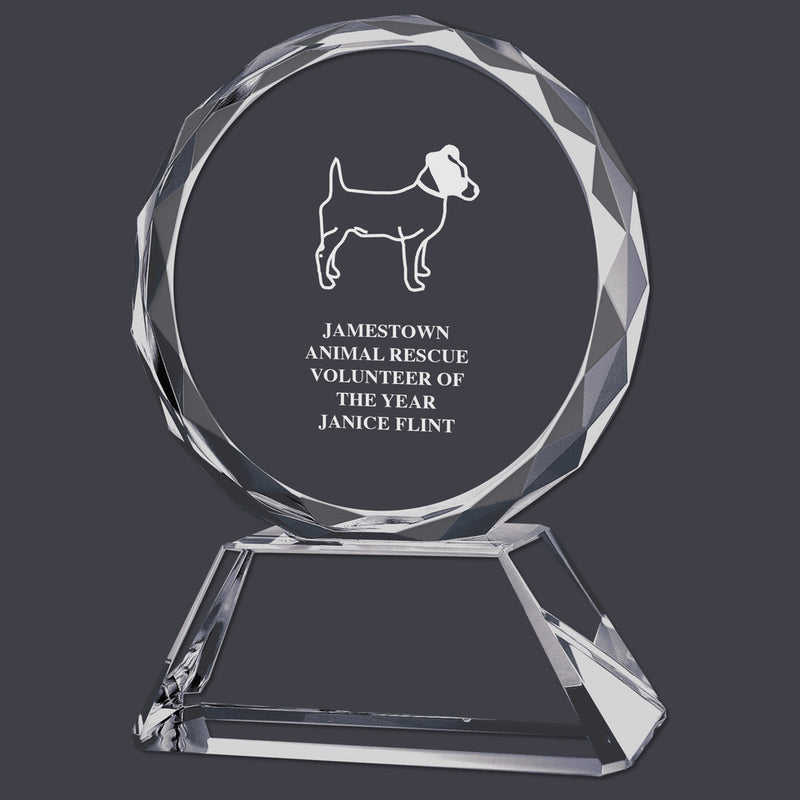 3-1/2" x 4-1/2" Custom Engraved Round Optical Crystal Award