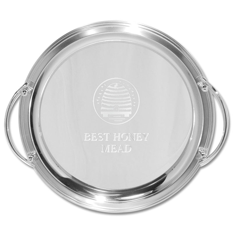 14" Round Award Tray With Handles