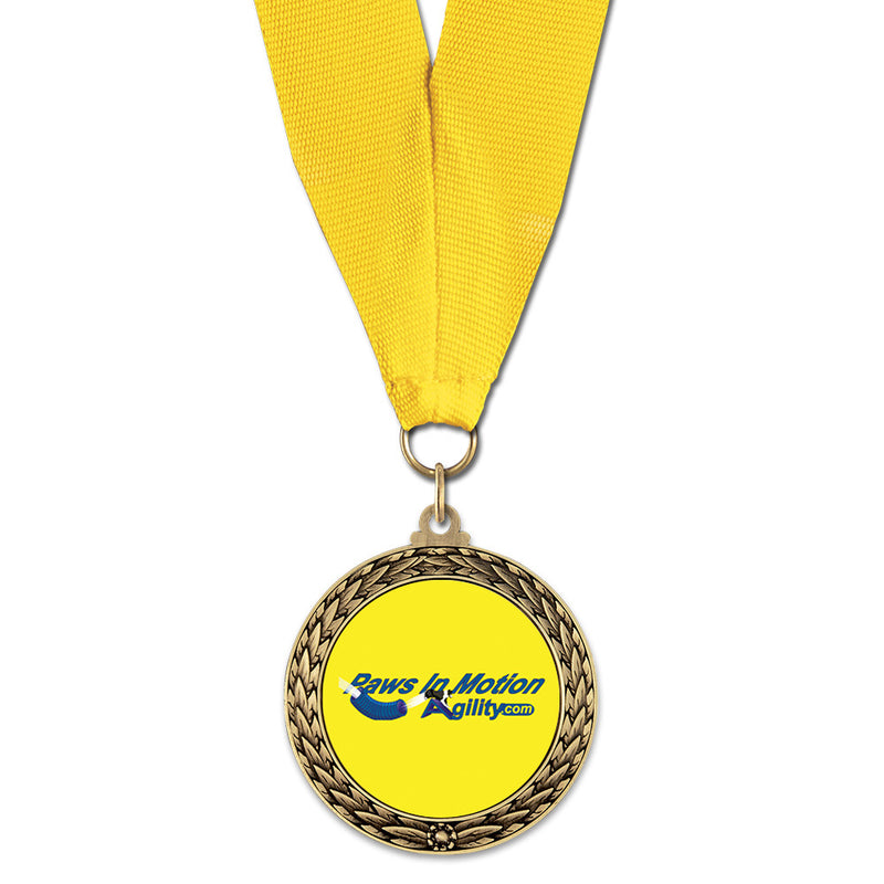 1-3/4" Custom LFL Award Medal With Grosgrain Neck Ribbon