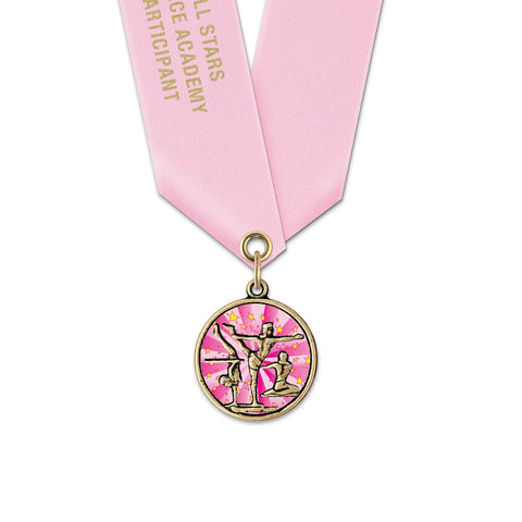 1-1/8" Custom CXC Color Fill Award Medal With Satin Neck Ribbon